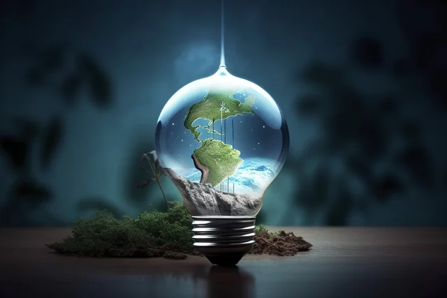 small ecology and world water day light bulb idia with environmental protection and save earth water generate ai